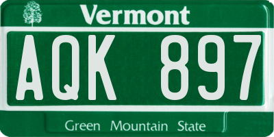 VT license plate AQK897