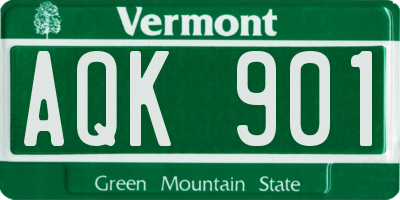 VT license plate AQK901