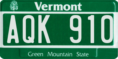 VT license plate AQK910
