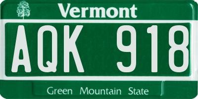 VT license plate AQK918