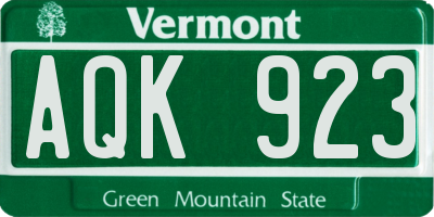 VT license plate AQK923
