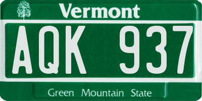 VT license plate AQK937