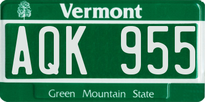 VT license plate AQK955