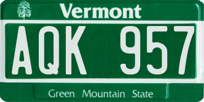 VT license plate AQK957
