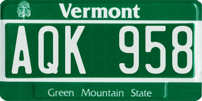 VT license plate AQK958