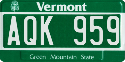 VT license plate AQK959