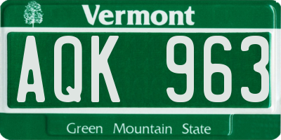 VT license plate AQK963