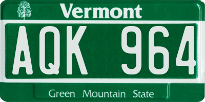 VT license plate AQK964