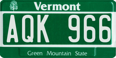 VT license plate AQK966