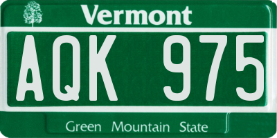 VT license plate AQK975