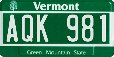 VT license plate AQK981