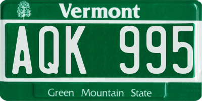 VT license plate AQK995
