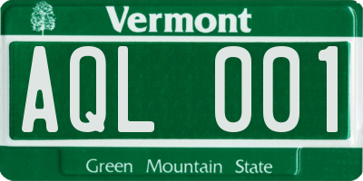 VT license plate AQL001