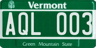 VT license plate AQL003