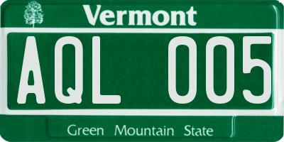 VT license plate AQL005
