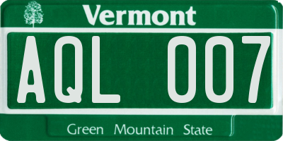 VT license plate AQL007
