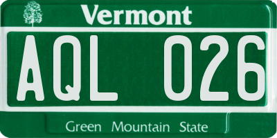 VT license plate AQL026