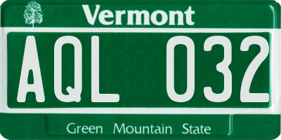 VT license plate AQL032
