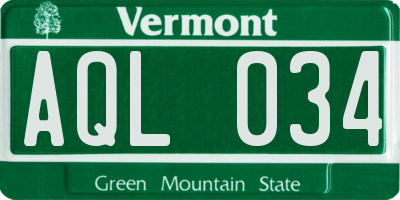 VT license plate AQL034