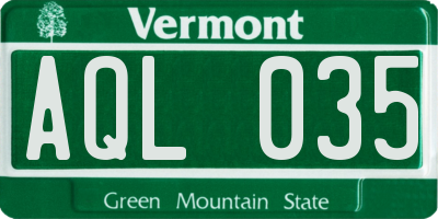 VT license plate AQL035