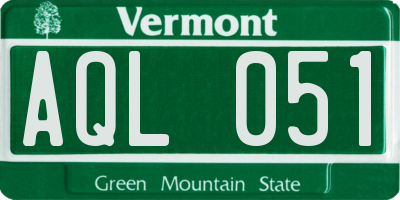 VT license plate AQL051