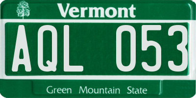 VT license plate AQL053