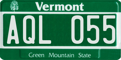 VT license plate AQL055