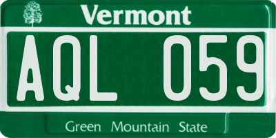 VT license plate AQL059