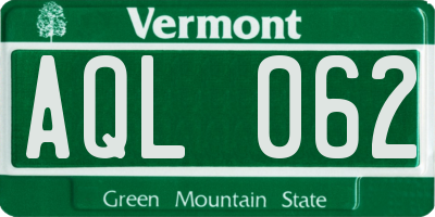 VT license plate AQL062