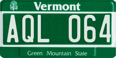 VT license plate AQL064