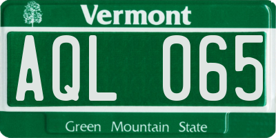 VT license plate AQL065