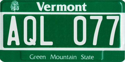 VT license plate AQL077