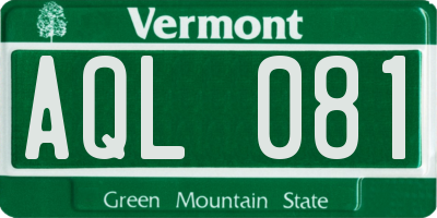 VT license plate AQL081