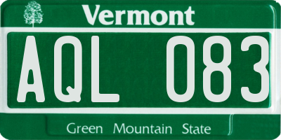 VT license plate AQL083