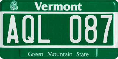 VT license plate AQL087