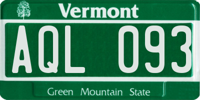 VT license plate AQL093