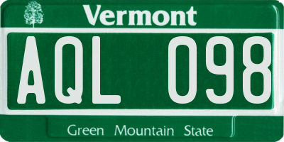 VT license plate AQL098