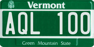 VT license plate AQL100