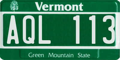VT license plate AQL113