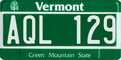 VT license plate AQL129