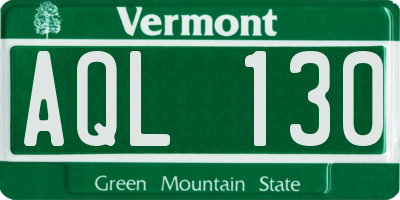 VT license plate AQL130