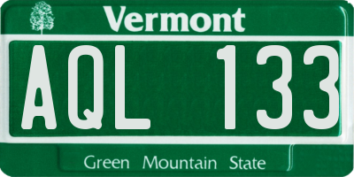 VT license plate AQL133