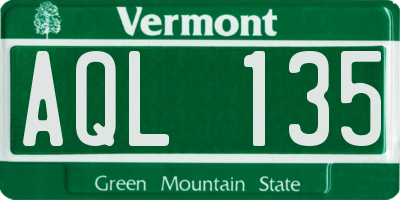 VT license plate AQL135