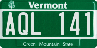 VT license plate AQL141