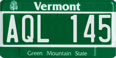 VT license plate AQL145