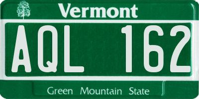 VT license plate AQL162