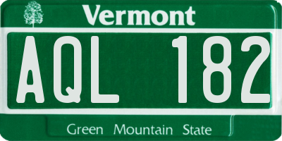 VT license plate AQL182