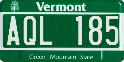 VT license plate AQL185