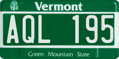 VT license plate AQL195
