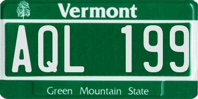 VT license plate AQL199
